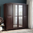 Palace Imports Kyle kledingkast met 4 deuren, 100% massief hout, met deuren van massief hout of spiegeldeuren