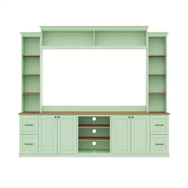 ModernLuxe 4-in-1-Unterhaltungszentrum im Landhausstil, passend für Fernseher bis 70, TV-Ständer-Medienkonsole mit verstellbaren Einlegeböden und Schubladen