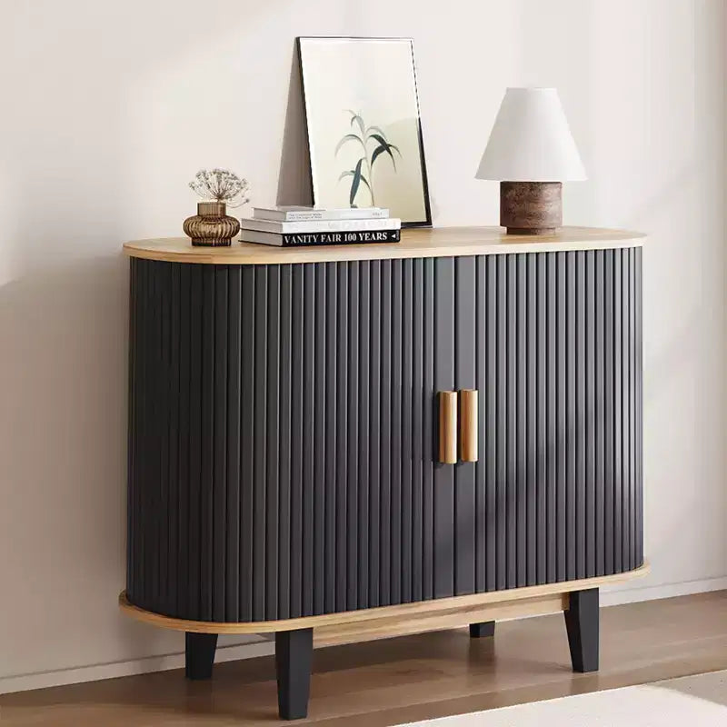 40' gecanneleerd dressoir, opbergkast met schuifdeur en verstelbare plank, moderne opbergkast, bartafel met roldeur