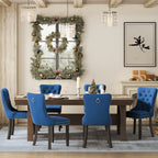 Upholstered Tufted Velvet Dining Chair with Solid Wood Legs Set of 6