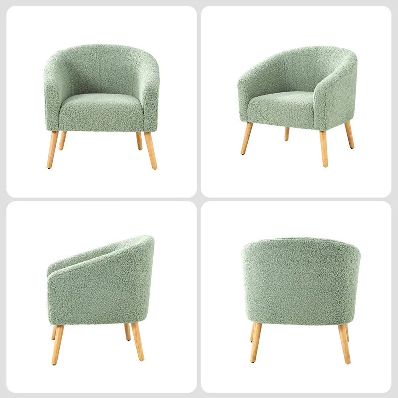 Sheila moderner Bouclé-Sessel, 30 W, mit Massivholzbeinen, 2er-Set von HULALA HOME