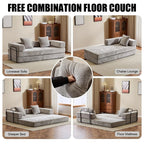 Verwandelbares Bodensofa-Bett mit Kissenlehne aus Chenille für Wohnzimmer und Schlafzimmer