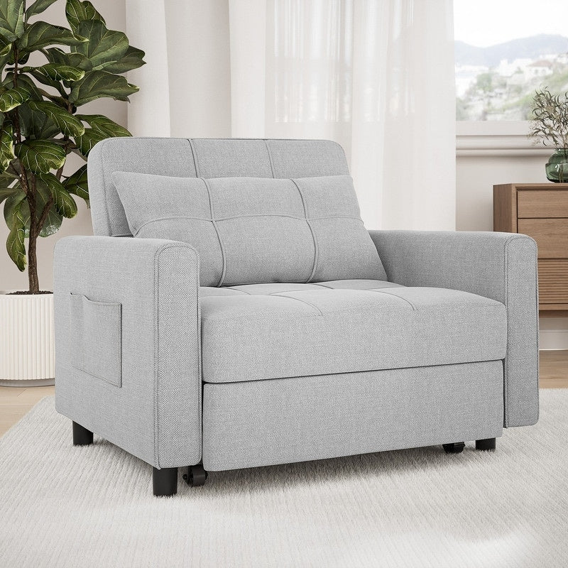 Sofá-cama ajustável 3 em 1, sofá-cadeirão extensível, cama dobrável convertível para sala de estar