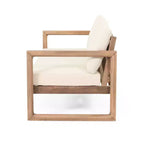 Gartenmöbelset aus Akazienholz, Outdoor-Sitzgruppe mit Couchtisch und weichen Kissen für Garten, Veranda und Balkon, Beige - Merax