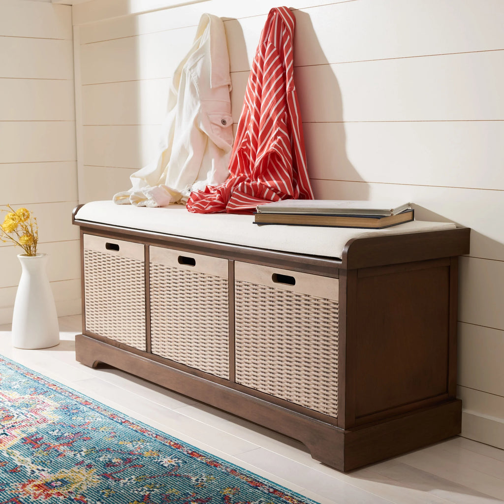 Panca contenitore SAFAVIEH Fiorello a 3 cassetti con cuscino - 47.3 W x 15 L x 19 H - 47Wx15Dx19H