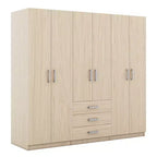 Guarda-roupa de madeira com 6 portas e gavetas para quarto