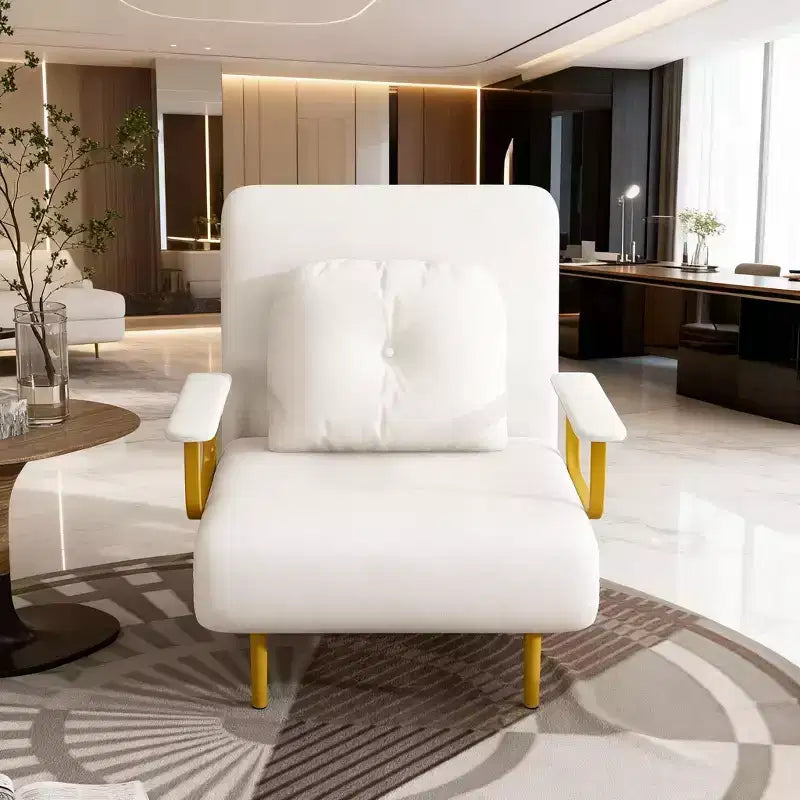 Klappbares Schlafsofa 3-in-1 mit umwandelbarem Sessel - 5-fach verstellbare Rückenlehne mit Kissen, platzsparender Schlafsessel für Wohnzimmer, Schlafzimmer und Büro (Weiß)