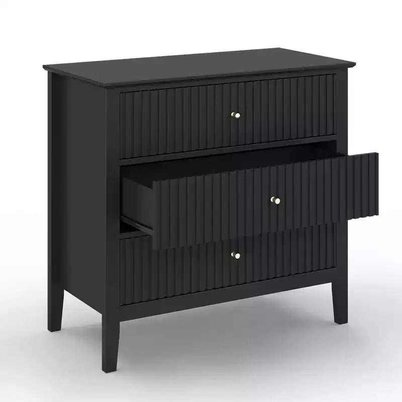 Heynemo Kommode mit 3 Schubladen, lackierter, 30 Zoll hoher Nachttisch aus Holz mit Stauraum, breite moderne Kommode mit kugelgelagerten Schienen