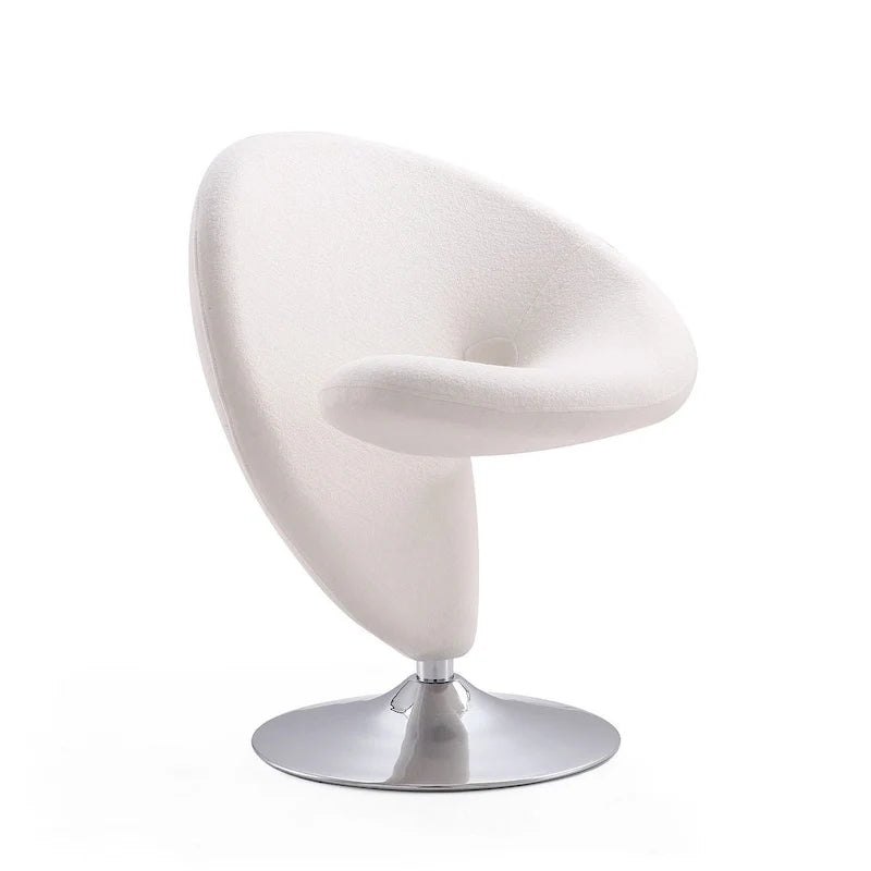 Obrotowy fotel akcentowy Manhattan Comfort Curl z chromowaną podstawą, z mieszanki wełny (zestaw 2 szt.)
