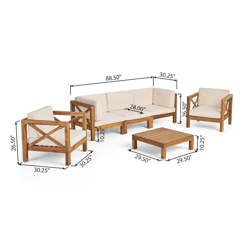6-teiliges Outdoor-Sitzgruppen-Set aus Akazienholz Brava von Christopher Knight Home