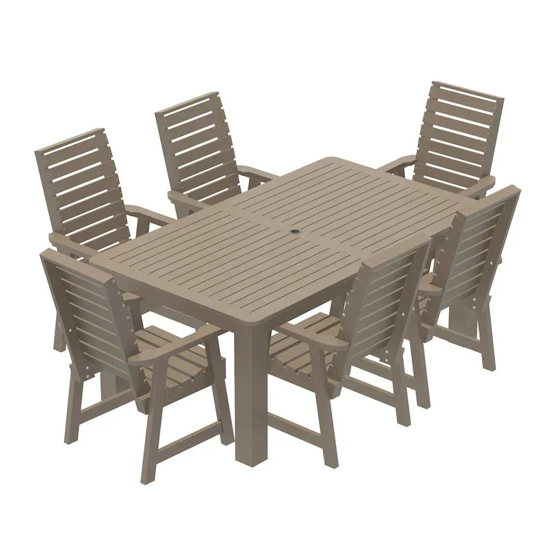 Conjunto de refeição para exterior HIGHWOOD PROFESSIONAL de 7 peças, 42x72