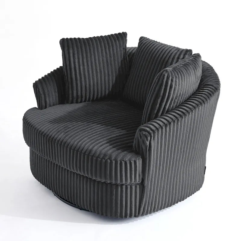 2er-Set übergroßer Cord-Sessel mit Drehfunktion, 43 W, und Kissen