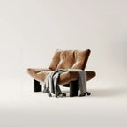 Fauteuil d'appoint contemporain noir en chenille capitonnée sans accoudoirs
