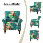 Araceli traditioneller gepolsterter Holzsessel mit Blumenmuster, Ohrenlehnen und Ziernägeln | ART OF LIVING DESIGNS