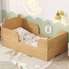 Okak-Bärenbett für Kinder von 3-6 Jahren, Kinderbettgestell mit Sicherheitsgitter, niedliches Kinderbett in Tierform