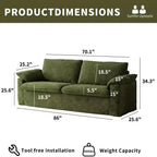 Divanetto a due posti Dyonery 86 Cloud, seduta profonda e cuscini con braccioli larghi, struttura robusta, design ergonomico traspirante