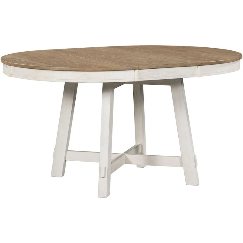 Mesa de jantar redonda extensível em estilo rústico, em madeira, com extensão de 16 polegadas