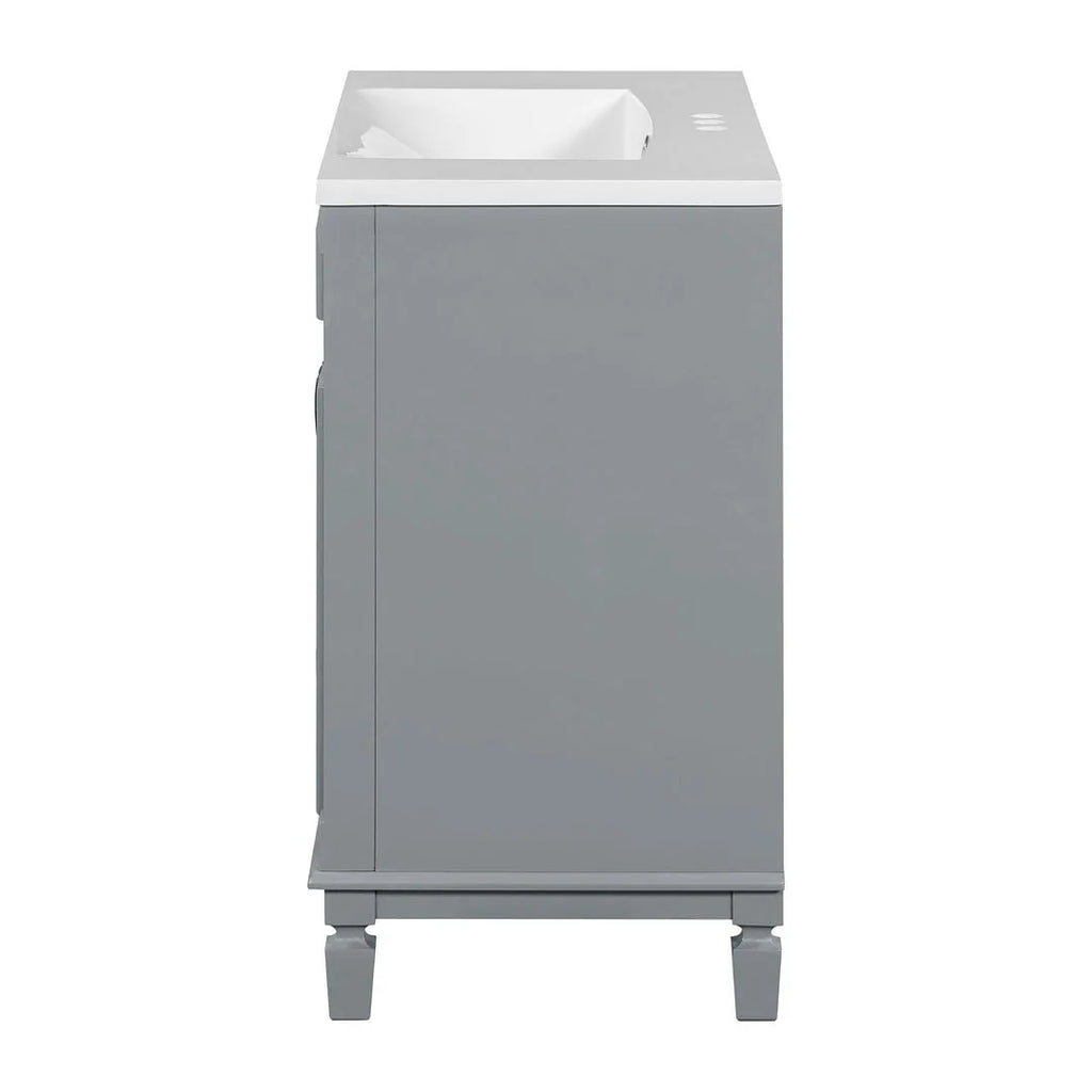 Meuble-lavabo de salle de bains moderne de 36' avec lavabo intégré et armoire à miroir, 2 portes et 2 tiroirs