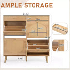 Karl Home Schuhschrank mit Rattanfront, 2 Schubladen und 4 Klappfächern aus Spanplatte, 41.34 W