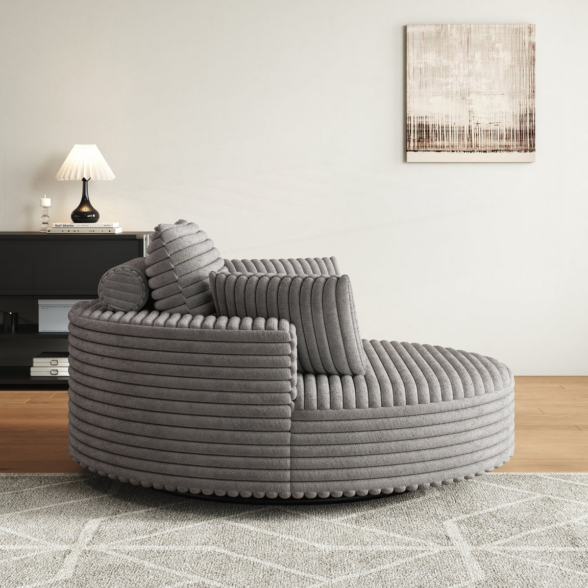 Draaifauteuil voor één persoon van corduroy, chenille en schuim