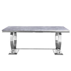 Mesa de jantar moderna com base em U de metal inoxidável
