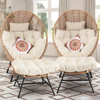 Fauteuil œuf d’intérieur FINCATI, fauteuil œuf d’extérieur supportant 440 lb, fauteuil œuf grand format avec pouf, fauteuil œuf luxueux et confortable avec repose-pieds