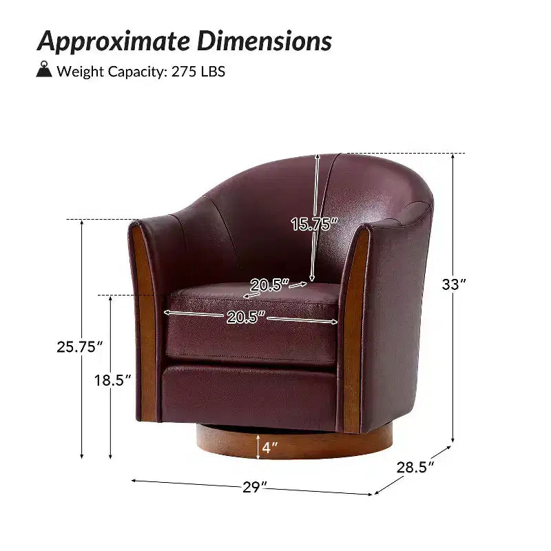 Pocono Übergangs-Stil-Drehfasssessel aus echtem Leder mit Massivholzgestell, 2er-Set, Artful Living Design