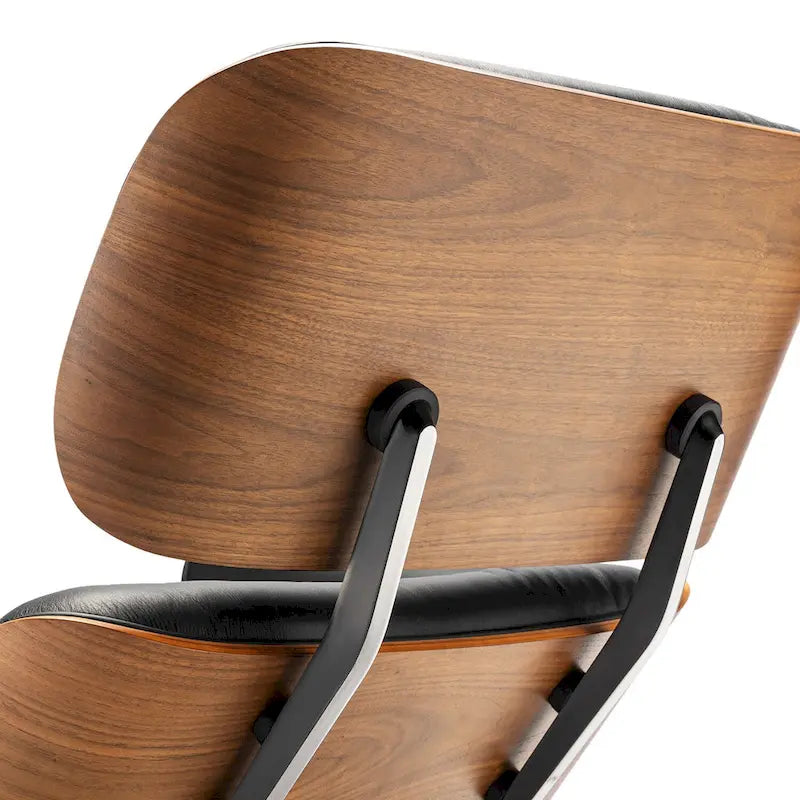 Furgle Lounge-Sessel mit Akzentfunktion aus echtem Leder und Hocker, Walnussholz