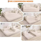 5-in-1-Schlafsofa, 78.8 modulares Cordsofa mit stabilem Gestell, multifunktionales Futon für kleine Räume, Wohnzimmer und Gästezimmer