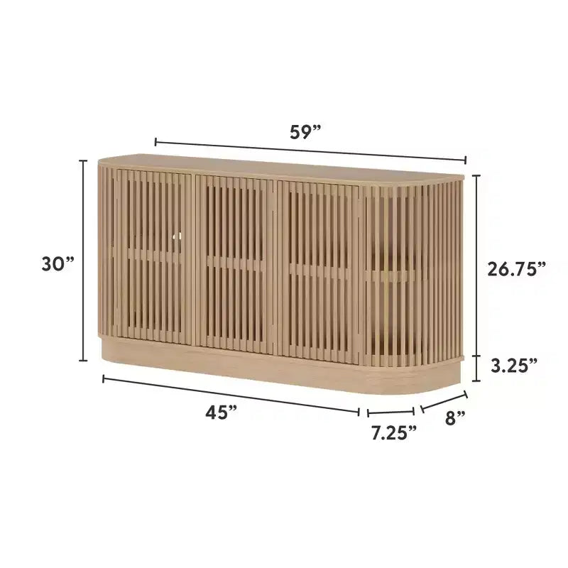 Buffet Contour Plank+Beam en bois massif avec 3 portes, meuble TV de 59 pour le salon