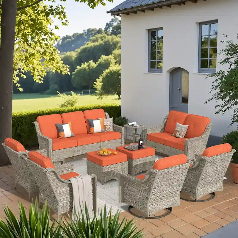 XIZZI 9-delige loungeset voor buiten met draaibare stoel
