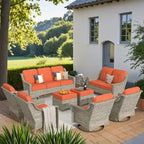 XIZZI 9-delige loungeset voor buiten met draaibare stoel