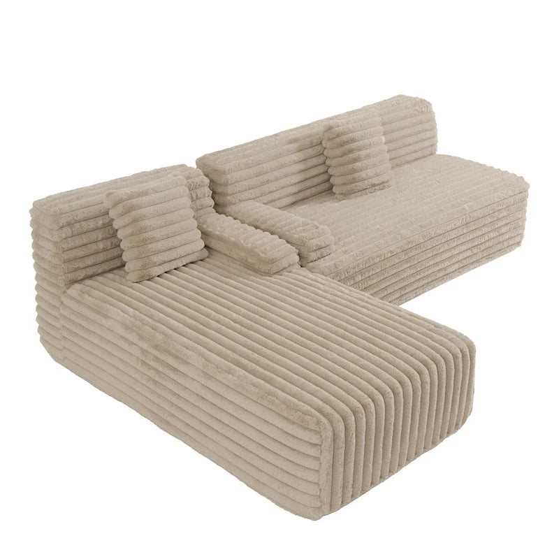 Modułowa sofa narożna Cloud, nowoczesna tapicerowana kanapa z 2 poduszkami dekoracyjnymi, dowolnie konfigurowana, w kształcie litery L
