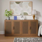 Set van 3 dressoirkasten met rotandeuren en verstelbare planken - 93Lx31H