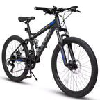 Okak 27.5IN Mountainbike mit vorderen und hinteren Doppelfederungen, Dirtbike mit 21 Gängen und mechanischen Scheibenbremsen, Erwachsenenfahrrad für Männer und Frauen