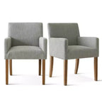 Set di 6 sedie da pranzo imbottite con braccioli, poltroncine moderne in lino con gambe in legno, sedie decorative per sala da pranzo e soggiorno - Panipeachy