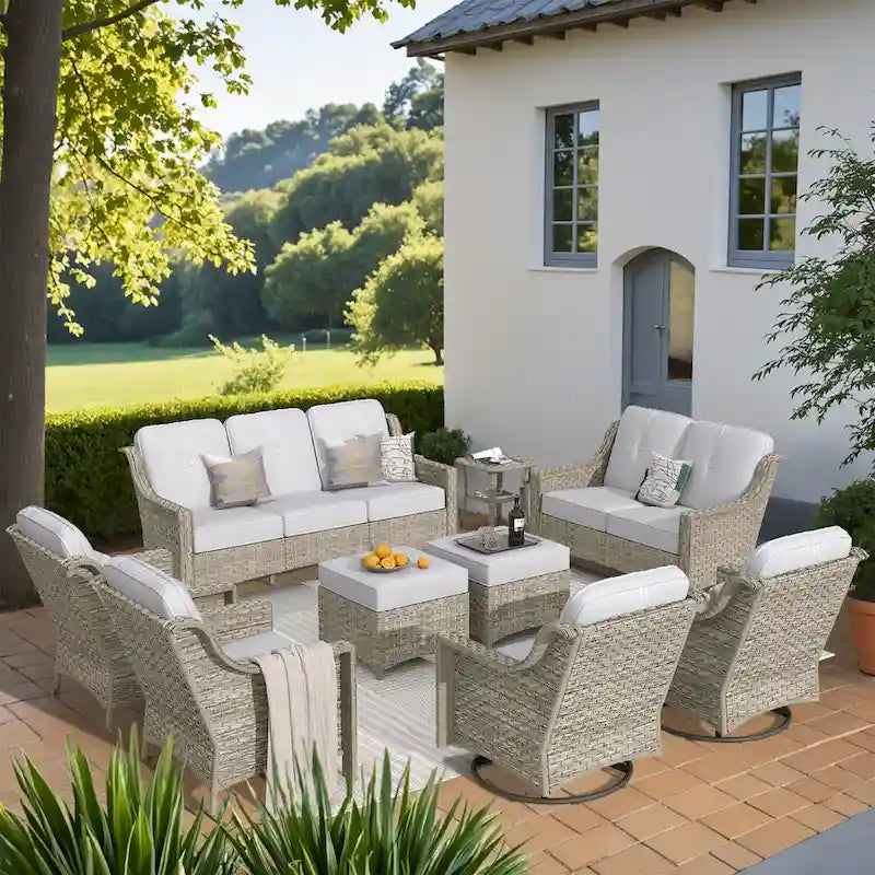 XIZZI 9-delige loungeset voor buiten met draaibare stoel