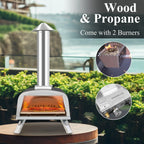 Multifuel-Pizzaofen für draußen, Pizzabäcker für Steinofenpizza mit Gasbrenner und Holzbox - 12 inch