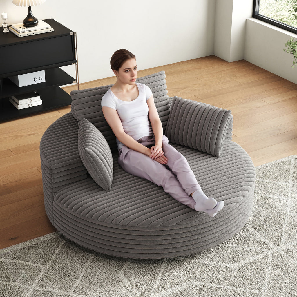 Draaifauteuil voor één persoon van corduroy, chenille en schuim