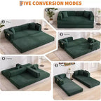 5-in-1-Schlafsofa, 78.8 modulares Cordsofa mit stabilem Gestell, multifunktionales Futon für kleine Räume, Wohnzimmer und Gästezimmer