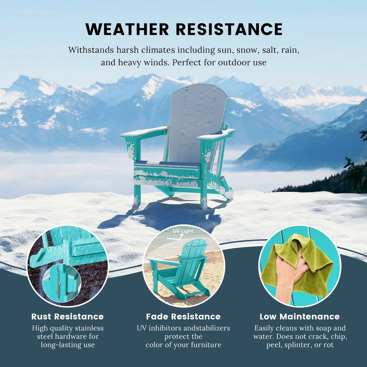 Polytrends Laguna Adirondack-Klappstuhl für die Terrasse, lichtecht und wetterbeständig