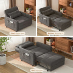 Sofá-cama ajustável 3 em 1, sofá-cadeirão extensível, cama dobrável convertível para sala de estar