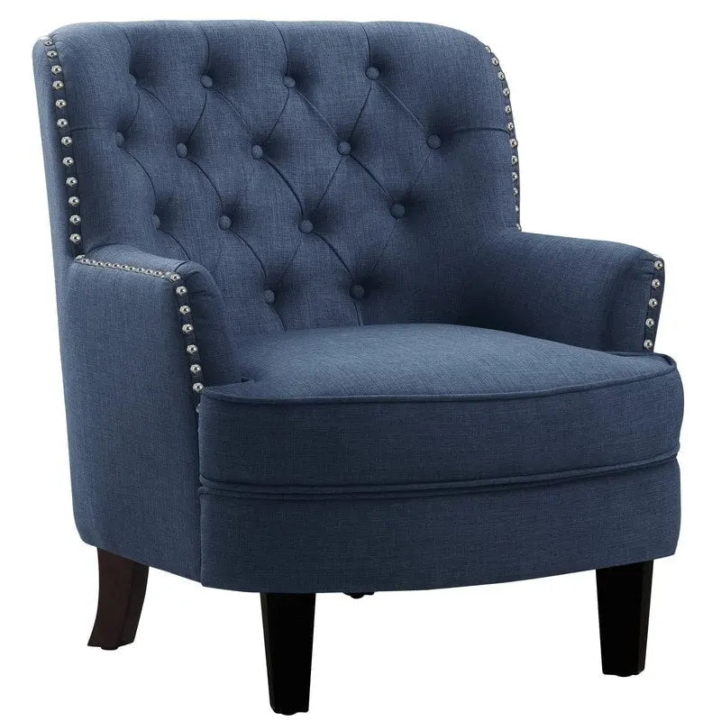Moser Bay Mignon Velvet / Linen 30 Wide Tufted Wingback Accent Chair