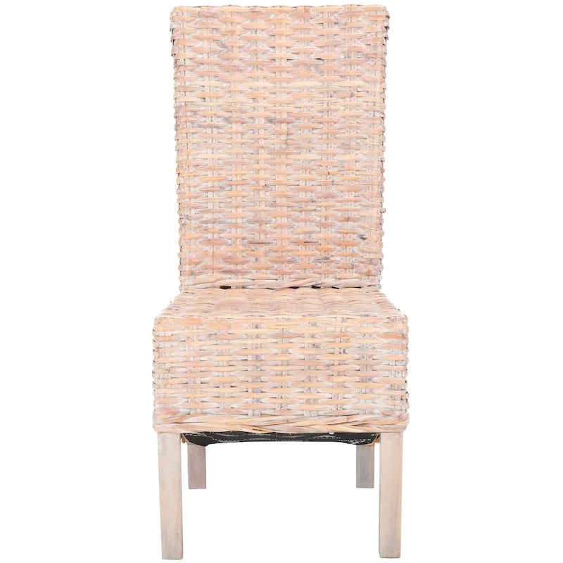 Set van 2 eetkamerstoelen van naturel rotan, 19W x 22D x 41H, boho-kuststijl