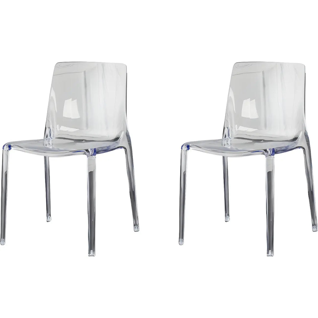 Chaise de salle à manger ambre en acrylique, sans accoudoirs et à dossier bas