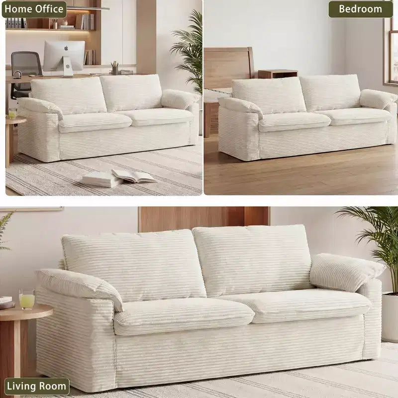 Divanetto a due posti Dyonery 86 Cloud, seduta profonda e cuscini con braccioli larghi, struttura robusta, design ergonomico traspirante