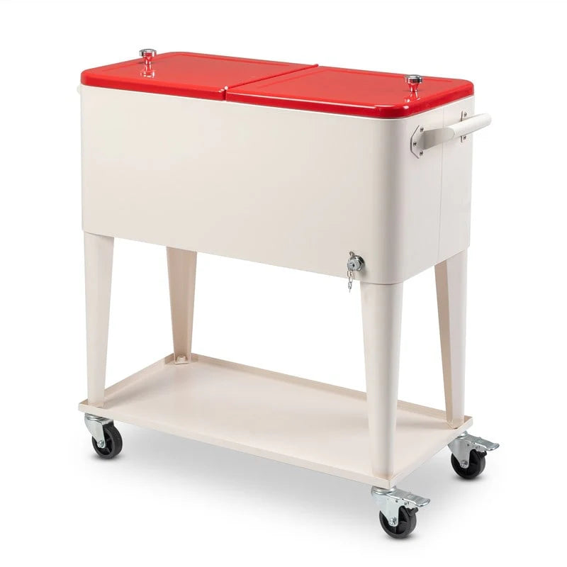 80QT koelbox van ijzer met spuitafwerking en plank