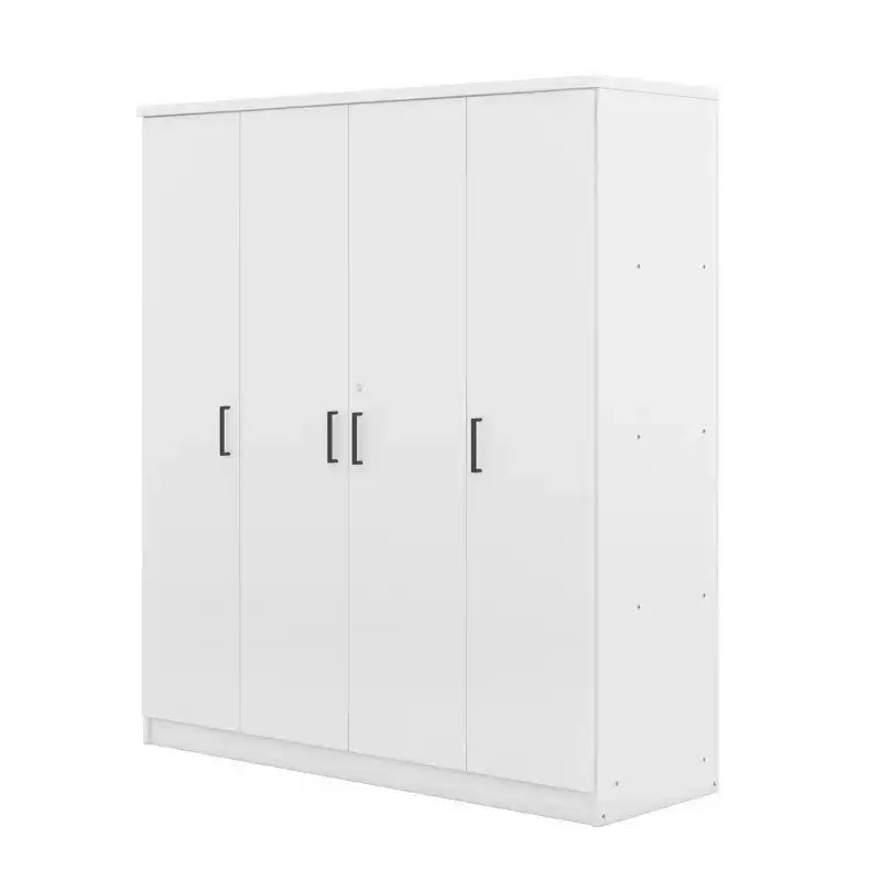 Viertüriger Kleiderschrank aus Holz mit Kleiderstange, 1 Schublade und Einlegeböden