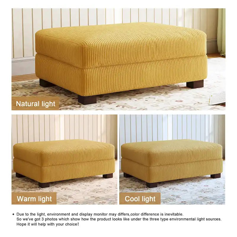 Grand pouf décoratif moderne en velours côtelé