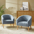 Sheila moderner Bouclé-Sessel, 30 W, mit Massivholzbeinen, 2er-Set von HULALA HOME